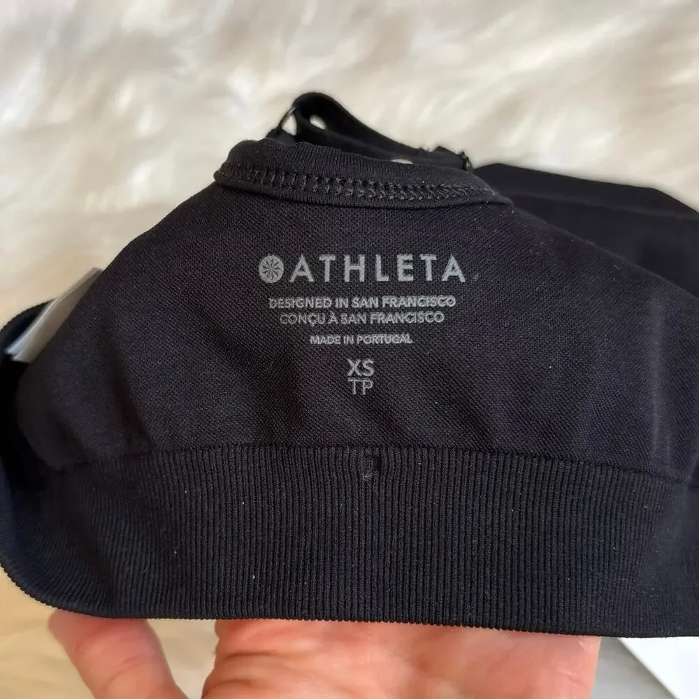 Athleta NWT Black Renew Compression Support Low Impact Sports Bra XS D-DD